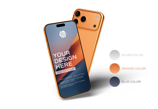 Two Isolated Smartphones Floating On Transparent Background Mockup