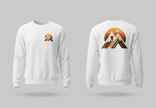 Front and Back Sweatshirt Mockup Isolated on White &ndash; Clean Apparel Branding Set