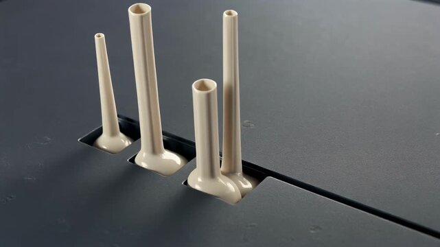 Precision engineered surface with vertical cylindrical elements emerging from structured base
