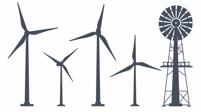 Wind Energy Array.
Description This shows five wind machines of different types in a silhouette style image