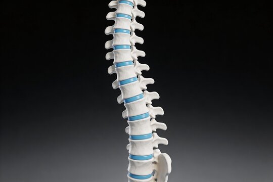 Human spine model with blue discs