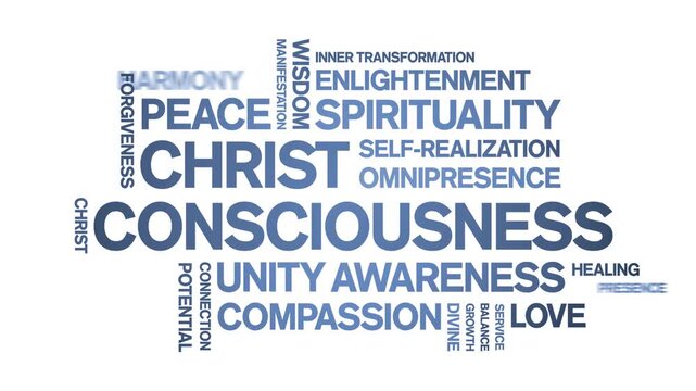Christ Consciousness animated word cloud-text design animation tag kinetic typography seamless loop.