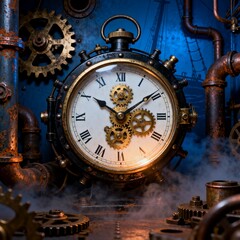 Fototapeta premium Vintage Steampunk Style Mechanical Clock with Gears