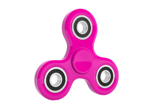 Bright pink fidget spinner toy isolated on transparent background