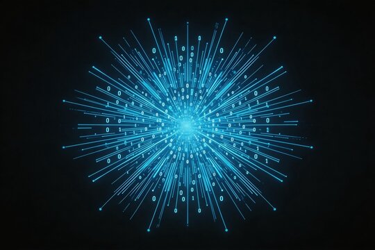 Blue digital binary explosion