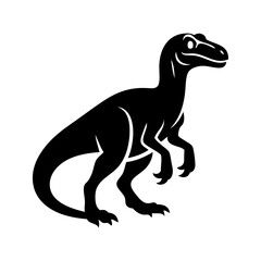Logotipo con dibujo minimalista con la silueta de un dinosaurio tipo velociraptor © teracreonte
