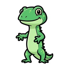 Fototapeta premium Smiling green cartoon lizard standing.