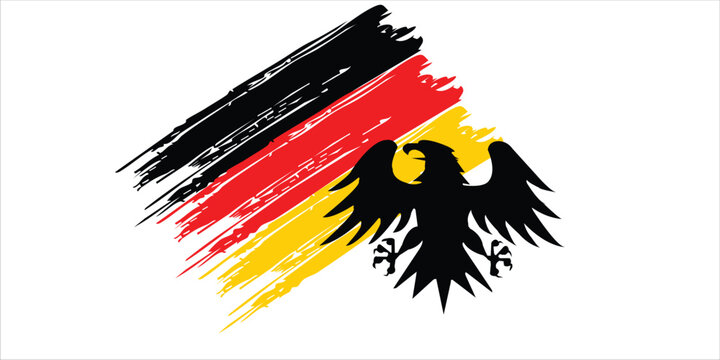 Abstract German flag with eagle emblem on white background