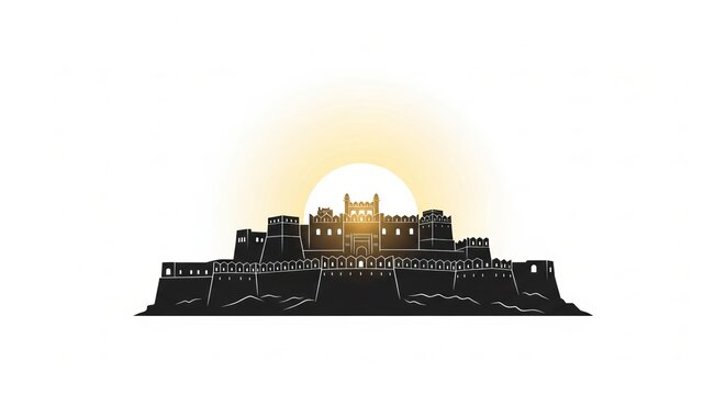 Raigad Fort Sunrise Silhouette Over Historic Hill Fort in Maharashtra, India - Landmark and Travel Icon