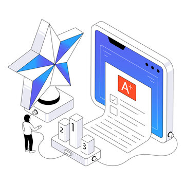 Editable design illustration of online result 