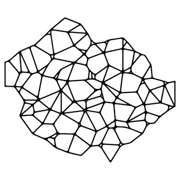 Abstract Geometric Voronoi Pattern Vector - Minimalist Black and White Polygonal Mesh, Connective Network Structure, Architectural Mosaic Design, and Organic Cellular Grid Background Outline