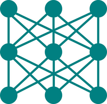 Neural Network Diagram Icon &ndash; Fully Connected 3‑4‑3 Architecture