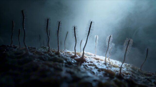 cilia rejuvenation filaments sprouting from textured surface clearing murky air perfect for world no tobacco day