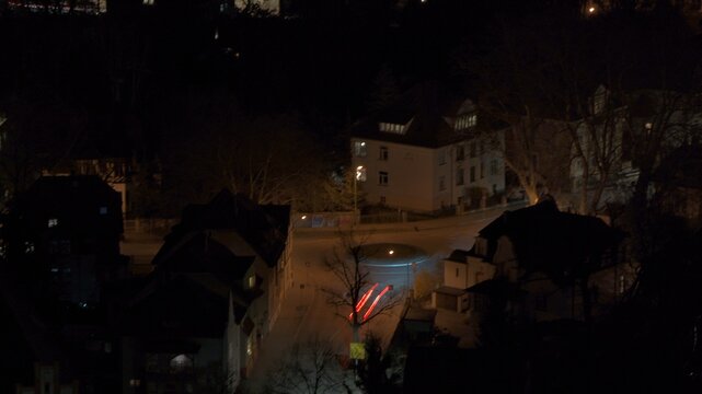 Quedlinburg bei Nacht. Vogelperspektive.