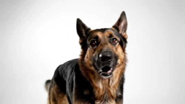 German shepherd dog portrait against white background studio shot