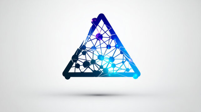 Artificial intelligence with network lines overlapping in rounded Triangle technology Analysis logo vector design concept. AI technology logotype symbol for advance technology, ui, automation, web.