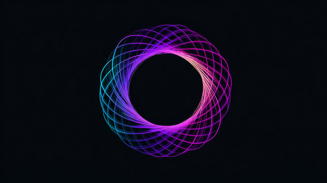 Network security with Curve wave shapes overlapping in circle technology Analysis logo vector design concept. AI technology logotype symbol for advance technology, ui, identity, automation, website.