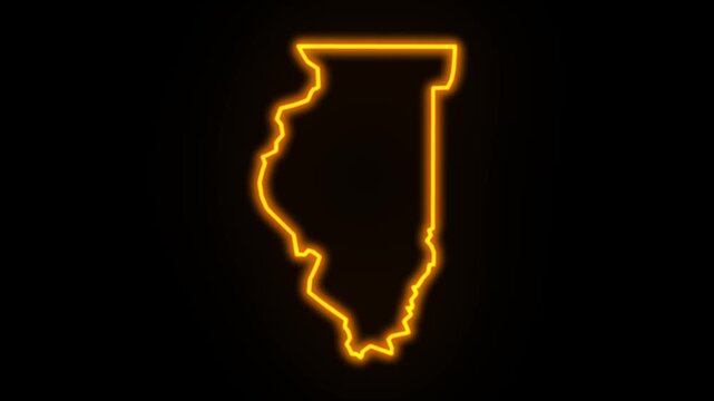 illionis map neon outline