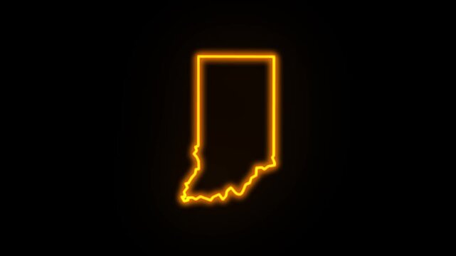 indiana map neon outline