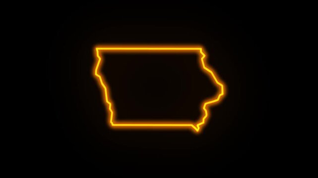iowa map neon outline