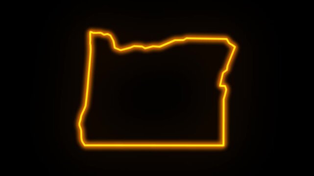 oregon map neon outline