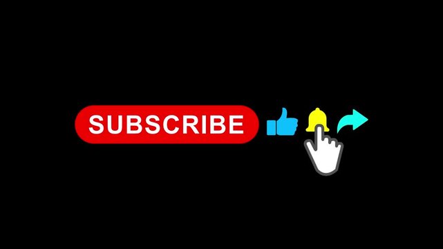 Like, share, comment, subscribe button animation. subscribe button motion graphics. Subscribe now with click icon 4k video.