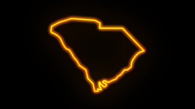 south carolina map neon outline