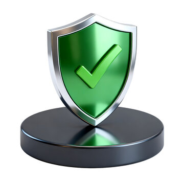 [Transparent Background PNG]Green Shield with Check Mark Symbol