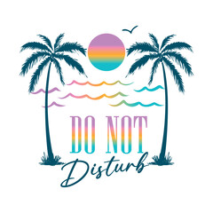Fototapeta premium Tropical Summer Sunset Vector with Palm Trees and 