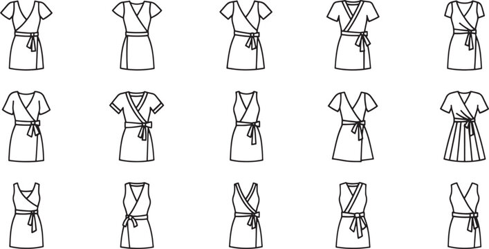 Black and white of stylized female fashion figures in various poses stylized women female silhouettes