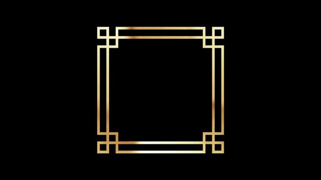 Golden square classical border light loop,alpha channel