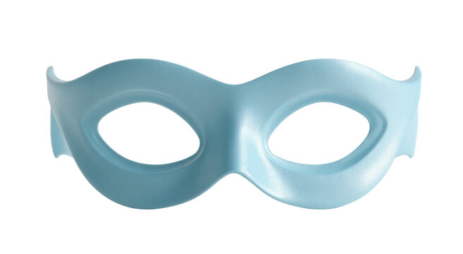A simple masquerade eye mask icon in soft blue color with elegant design