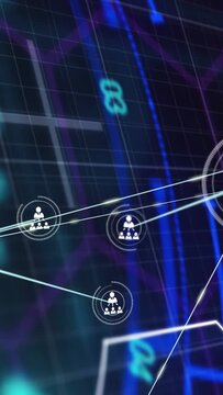 Vertical video: Marker popping white avatar fading view zooming links forming showing work network