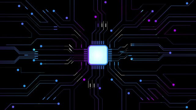 Futuristic neon circuit technology background animation Animation Background Futuristic Neon Circuit Technology Flow Glowing Lines Loop Horizontal