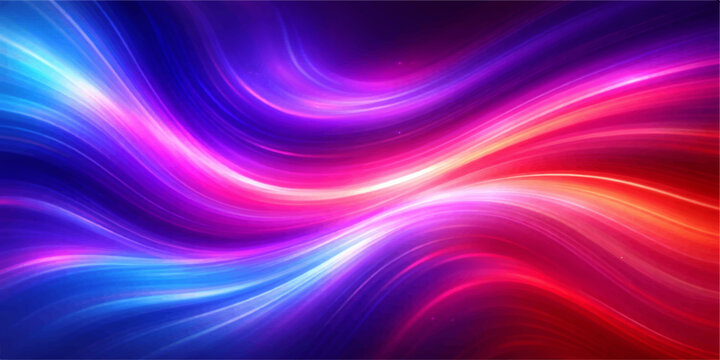 A glowing digital illustration of an abstract purple background featuring smooth flowing waves and bright blue light curves that create a textured energy pattern for a modern wallpaper design