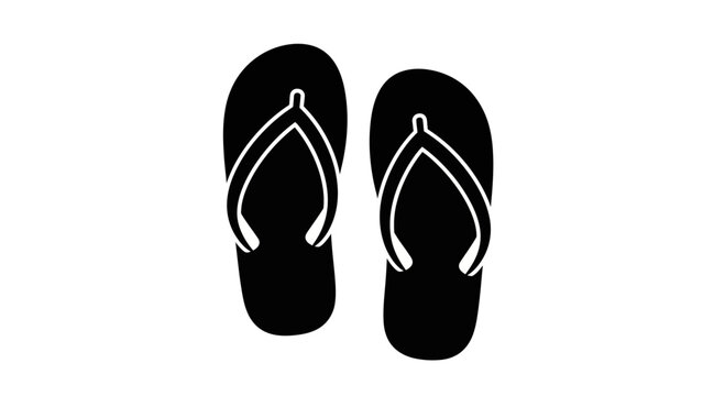 Black flip flops with white straps.