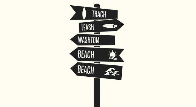 Directional sign with beach labels.