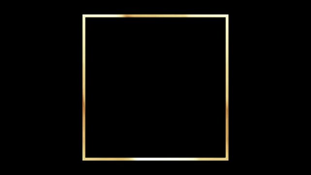 Rectangular border with golden light loop and alpha channel