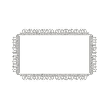 Decorative rectangular frame with intricate grey line art border on white background