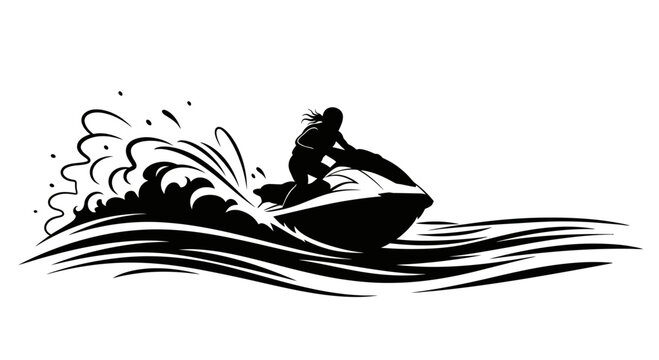 Person Riding Jet Ski on Water.
