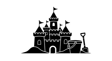 Sandcastle with towers and flags. © Nasoha