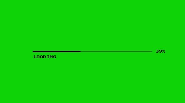 8 bit loading bar overlay from 0 to 100 percent. 4k video animation