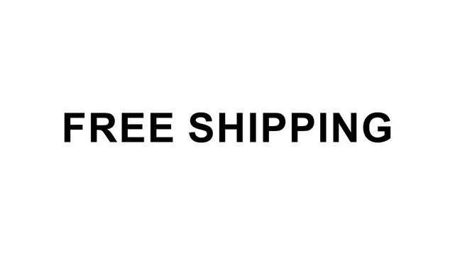 Animated words FREE SHIPPING in modern typography style. promo text animation, motion design, dynamic lettering, ecommerce banner, clean marketing overlay
