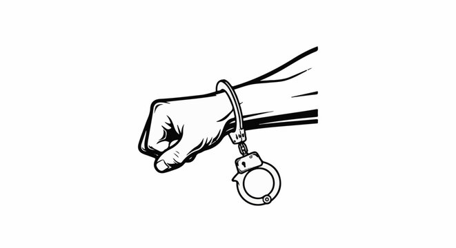 A clenched fist with a handcuff locked around its wrist