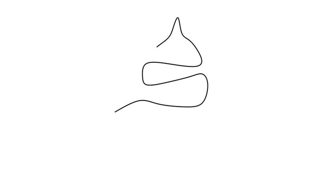 Animated self drawing of continuous line draw of    Ice cream in waffle cone.  Full length one line animation. 4K