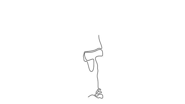 Animated self drawing of continuous line draw of  Running Person in Motion.    Full length one line animation. 4K