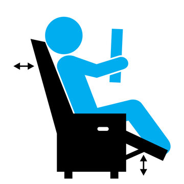 Relaxing recliner, chair, back and leg rest, backrest and footrest, furniture, vector icon