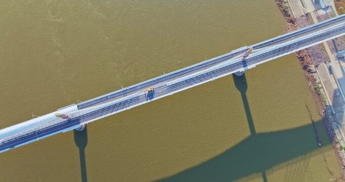 Aerial view of Spanning the Mekong River Friendship Bridge is set to become a vital tourism gateway in the Greater Mekong Subregion.The project boosts accessibility, encourages cross-border road trip