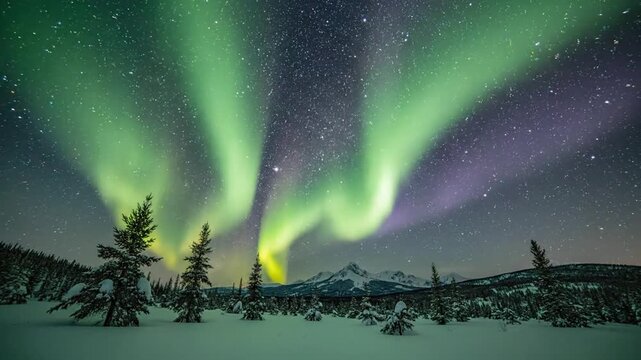 Stunning Aurora Borealis Dancing Across the Night Sky.