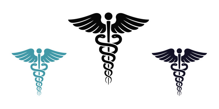 Caduceus medical symbol vector artwork showing pharmacy sign prescription icon healthcare emblem with snake staff design